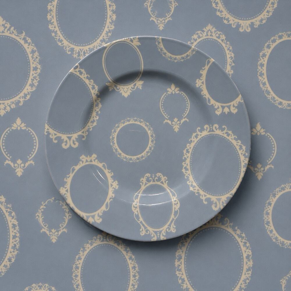 MARTHA STEWART Cameo Mirrors 9.5” Powder Blue Dinner Plate Macy's Exclusive
